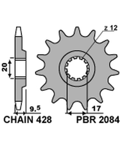 Pbr передня зірка 2084 12 18nc ktm exc 50 '96-'03, sx 85 '07-'22 (jtf1907.12) (ланцюг 428)