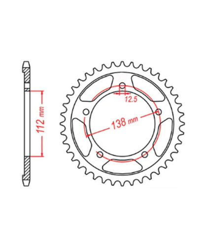 Mtx parts задня зірка 4350 44 honda vt 600c shadow '90-'07 (jtr1332.44) (ланцюг 525)