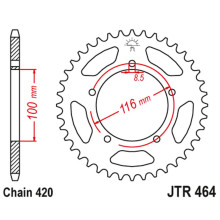 Jt задняя звезда 464 50 kawasaki kx 60 '83-03', kx 80 '83-85' (46450jt) (цепь420)