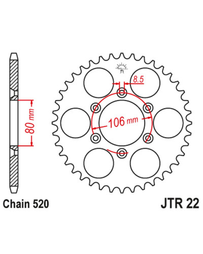 Jt задняя звезда 3560 45 aprilia sx 125 '08-'12, mx 125 '04-'07 (356045jt) (цепь 520)