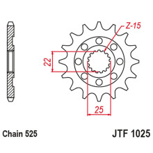 Jt передня зірка 2354 15 royal enfield himalayan 411 '16-'22, scram 411 '22-'23, cintinental / interceptor 650 '19-'22 (235415jt) (ланцюг525)