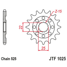 Jt передняя звезда 2354 15 royal enfield himalayan 411 '16-'22, scram 411 '22-'23, cintinental / interceptor 650 '19-'22 (235415jt) (цепь525)