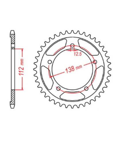 Mtx parts задня зірка 4357 43 honda cb 600 hornet '07-'13, cbr 600f '97-'98, '11-'14, cbf 600 '04-'07 (jtr1304.43) (ланцюг 525)