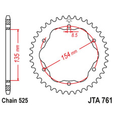 Jt задняя звездочка алюминиевая (ergal) для ducati 1098/r/s '07–'09, streetfighter 1099 '09–'13, 1198 r/s '09–'11, 1199 panigale '12–'15, 1299 panig '18–'21, monster 1200