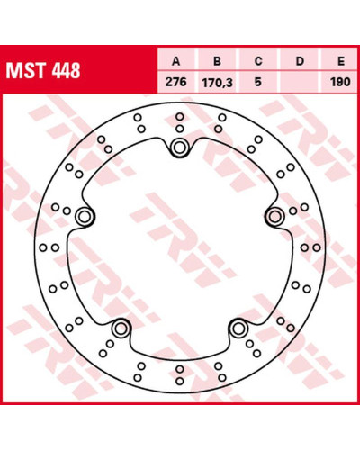 Trw zf гальмівний диск зад honda vfr 1200f '10-'16, vfr 1200x crosstourer '12-, (276x170x5mm)