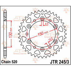Jt задняя звезда 4309 45 honda nx 650 '88-'90 (430945jt) (цепь 520)