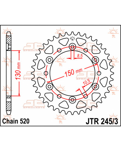 Jt задняя звезда 4309 45 honda nx 650 '88-'90 (430945jt) (цепь 520)