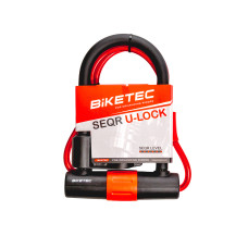 Biketec seqr u замок с тросом: трос 10 мм × 1,2 м, замок 180 × 260 мм, 3 ключа, скоба 16 мм