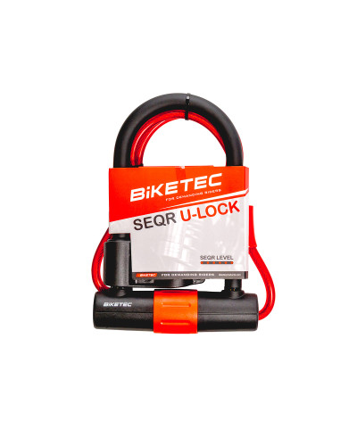Biketec seqr u замок с тросом: трос 10 мм × 1,2 м, замок 180 × 260 мм, 3 ключа, скоба 16 мм