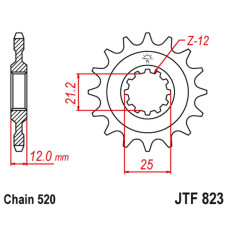 Jt передня зірка 823 12 husqvarna / husaberg (82312jt) (ланцюг 520)