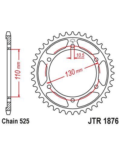 Jt задняя звезда 4285 42 yamaha yzf-r7 '22-'23, mt-10 (mtn1000) '22-'23 (428542jt) (цепь 525)