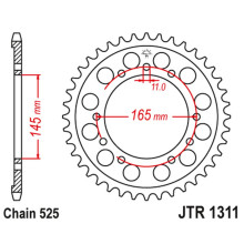 Jt задняя звезда 4367 44 honda ntv 650 bro's '88-91', nt/ntv/vfr 400 '87-91' (436744jt) (цепь525)