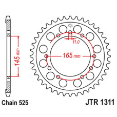 Jt задняя звезда 4367 44 honda ntv 650 bro's '88-91', nt/ntv/vfr 400 '87-91' (436744jt) (цепь525)