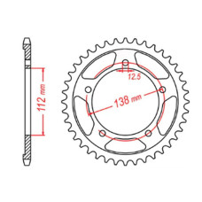 Mtx parts задня зірка 4350 40 honda cb 500 '94-'03, cb 750f '93-'03 (jtr1332.40) (ланцюг 525)