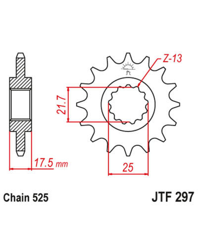 Jt передня зірка 2041 14 honda cb 500 '94-'03, cbf 500 '04-'08 (204114jt) (ланцюг 525) (-1)