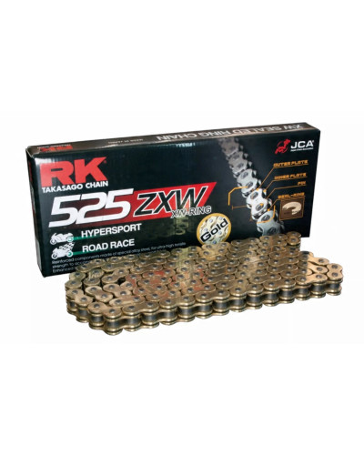 Rk цепь приводная gb525zxw-120 (xw-ring) заклепка (clf) в наборе золотой (объем: do 1300 ccm) (46,4 kn)