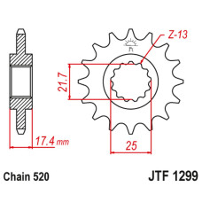 Jt передня зірка honda cb 250 '96-07' vt/vtr 250 '98-17' (ланцюг 520)