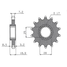 Sunstar передняя звезда 2078 16 aprilia 1000, bmw f 800 (jtf704.16) (цепь 525) (207816jt)