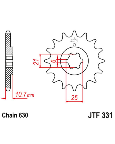 Jt передня зірка 288 15 honda cb 750 f/k '77-78' (28815jt) (ланцюг 630) 