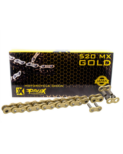 Prox цепь приводная 520 mx gold (без o-рингов) 120 звено золотой (открытый + застёжка)