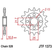 Jt передня зірка 2042 16  honda nc 700s/x '12-'13, integra 700d '12-'13 (jtf1373.16rb)* (ланцюг 520)