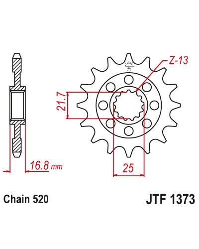 Jt передня зірка 2042 16  honda nc 700s/x '12-'13, integra 700d '12-'13 (jtf1373.16rb)* (ланцюг 520)