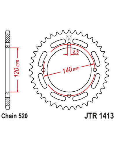 Jt задняя звезда 4354 39 kawasaki kxf a tecate '87-88' (atv) (435439jt) (цепь520)