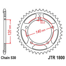 Jt задня зірка 4409 42 suzuki gsf 1250 '06-'16, gsxr 1000/1300 (440942jt) (ланцюг 530) 