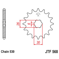 Jt передня зірка 568 18 yamaha xs 650 '75-'81, xs650 se '78-'83 (56818jt) (ланцюг 530)
