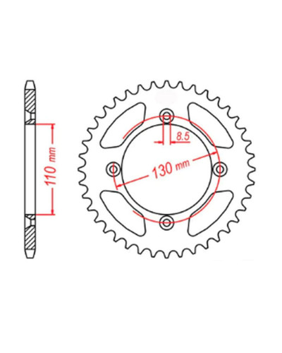 Mtx parts задня зірка 4306 49 honda cr 80/85 '85-'07 (jtr215.49) (ланцюг 420)