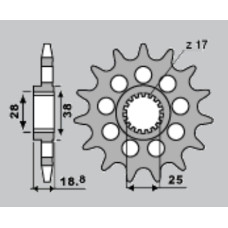 Cht передня зірка 2078 16 bmw f 650/800 gs/r'08-'18, f 700/750/850 gs '13-'22, aprilia etv 1000 caponord '01-'08, rsv 1000 mile '98-'03,