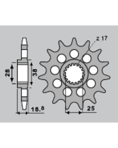 Cht передня зірка 2078 16 bmw f 650/800 gs/r'08-'18, f 700/750/850 gs '13-'22, aprilia etv 1000 caponord '01-'08, rsv 1000 mile '98-'03,