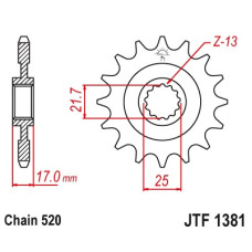 Jt передня зірка 2042 16  honda cb 500f/x '13-'15, cbr 500r '13-'15 (204216jtrb) (ланцюг 520)