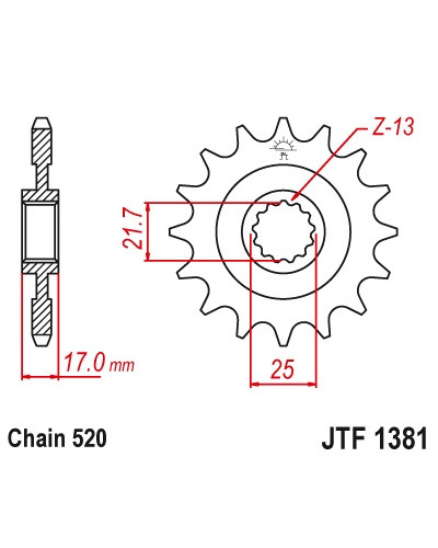 Jt передня зірка 2042 16  honda cb 500f/x '13-'15, cbr 500r '13-'15 (204216jtrb) (ланцюг 520)