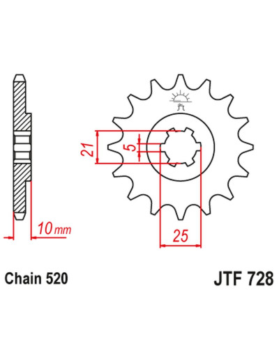 Jt передня зірка 726 16 cagiva 500/600 river, canyon w 16 (72616jt) (ланцюг 520)