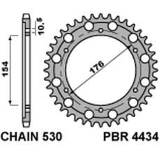 Pbr задняя звезда 4434 44 c45 honda cb 1000r (08-16) (jtr1340.44) (цепь 530)