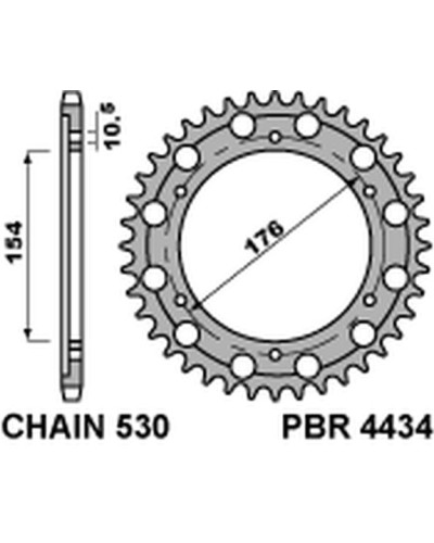 Pbr задняя звезда 4434 44 c45 honda cb 1000r (08-16) (jtr1340.44) (цепь 530)