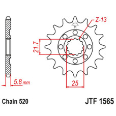 Jt передняя звезда 2141 12 kawasaki kxf 450 '06-20' klx 450 '08-20' (214112jt) (цепь 520)