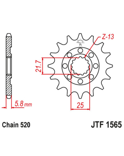 Jt передняя звезда 2141 12 kawasaki kxf 450 '06-20' klx 450 '08-20' (214112jt) (цепь 520)
