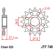 Jt передня зірка 2276 15 ktm 390 duke '13-'18, 390 rc '14-'18 (227615jtrb) (ланцюг 520) 