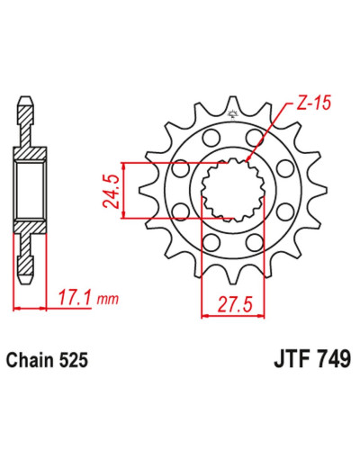 Jt передняя звезда 2276 15 ktm 390 duke '13-'18, 390 rc '14-'18 (227615jtrb) (цепь 520)