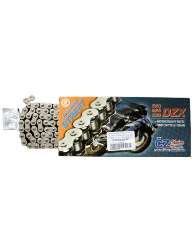 Cz цепь приводная 520 dzx (106 звено) active ring (x-ring) chrom do 900 ccm (street) (37,8 kn) + прессованная заглушка