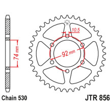 Jt задняя звезда 852 44 yamaha xj 400 / xj 550 seca/maxim '81-85 (85244jt) (цепь 530)
