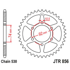 Jt задня зірка 852 44 yamaha xj 400 / xj 550 seca/maxim '81-85 (85244jt) (ланцюг 530) 