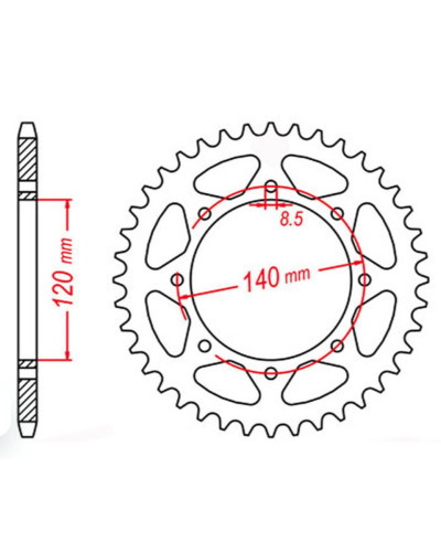Mtx parts задня зірка 491 44 kawasaki kle 500 '91-'07 (jtr487.44) (ланцюг 520)