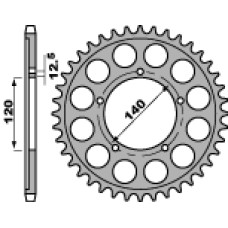 Pbr задня зірка 4459 41 c45 suzuki gsx 1400 (01-06) (jtr1797.41) (ланцюг 530)