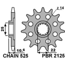 Pbr передняя звезда 2125 15 18nc mv augusta 910/920/989/990/1000