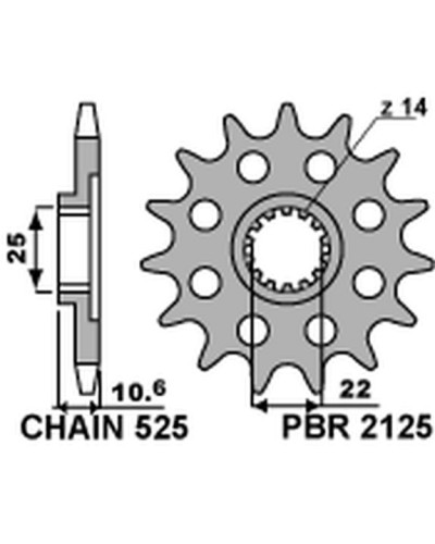 Pbr передня зірка 2125 15 18nc mv augusta 910/920/989/990/1000