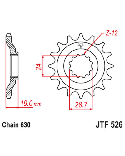 Jt передня зірка 527m 15 kawasaki gpz 1000 a1-a3 '86-89' (527m15jt) (ланцюг 630)