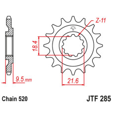 Jt передняя звезда 334 14 honda cr 250 86-87, cr 500 86-87 (33414jt) (цепь 520)